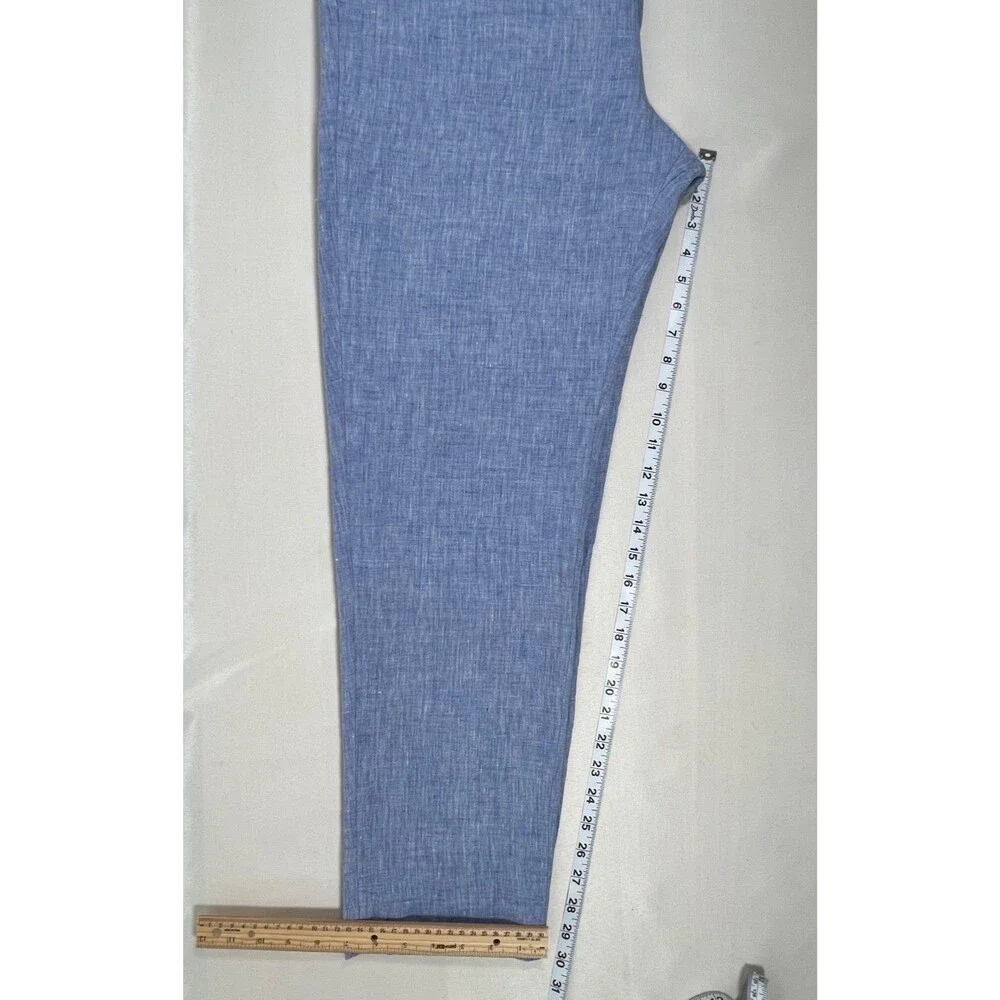 Banana Republic Mens Slim Textured 100% Linen Pants Bright Blue Chambray 36x32**
